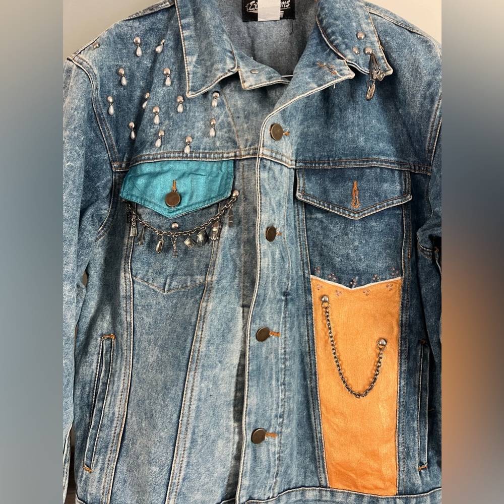 Vintage 80s Custom Embellished Denim Jacket - Picture 6 of 7